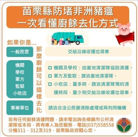 非洲豬瘟禁廚餘養豬 苗栗縣清運處理應變規劃