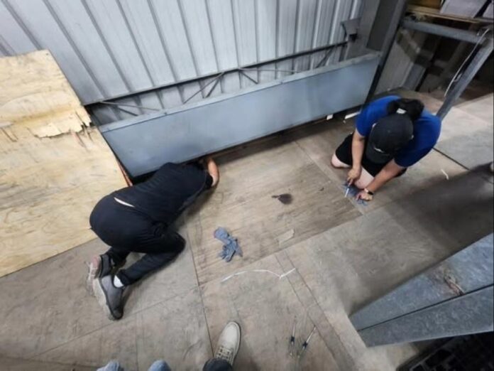 小貓受困牆縫 新北市動保處與公司員工合力拆牆救援